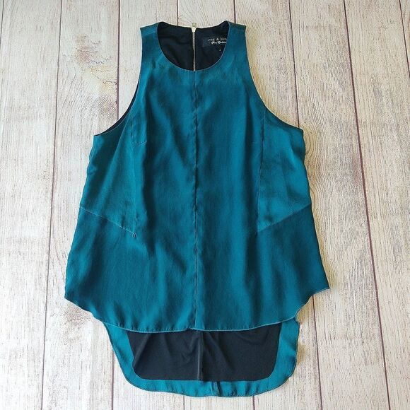 Rag & Bone Adeline silk teal high low sleeveless top sz S - Picture 3 of 7